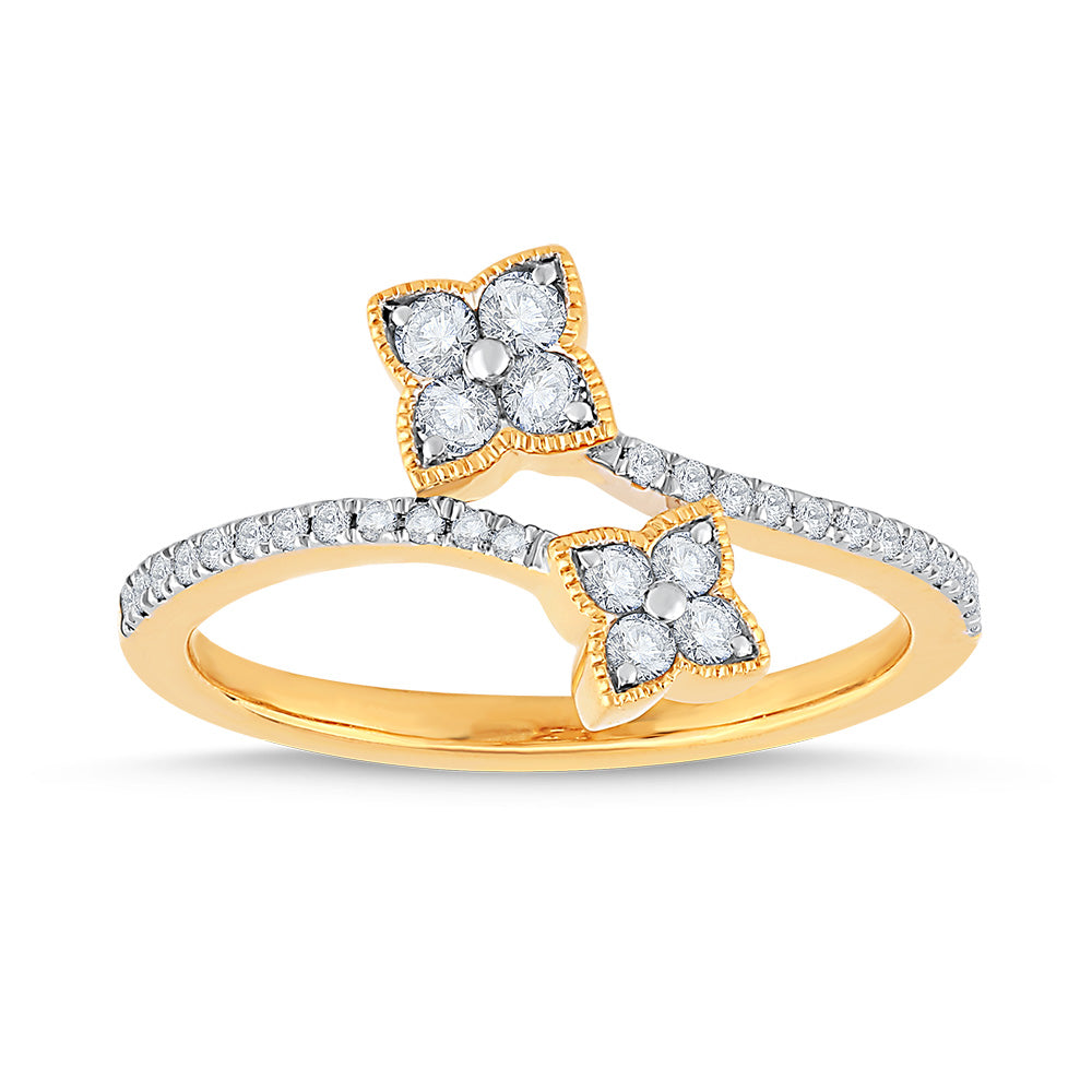 Diamond Clover Bypass Ring