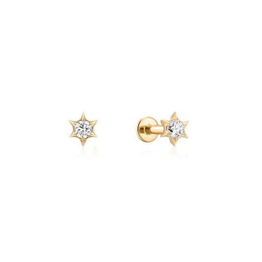 Mini Lab-grown Diamond Sunburst Flatback Earrings