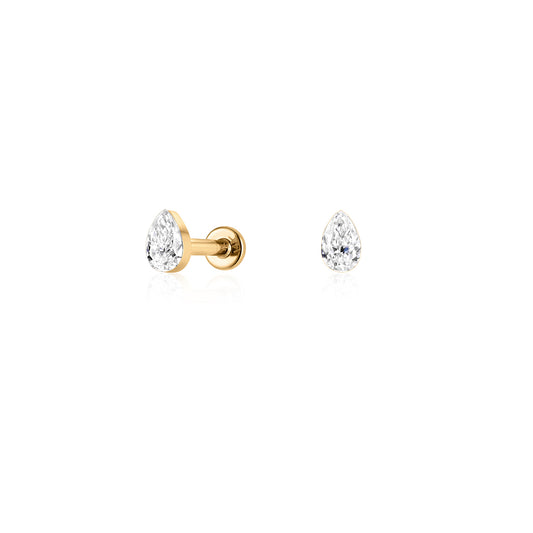 Mini Pear Lab-grown Diamond Flatback Earrings