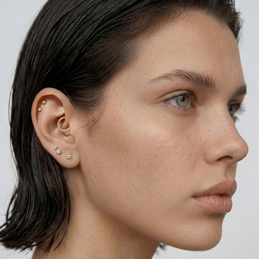 Mini Lab-grown Diamond Sunburst Flatback Earrings